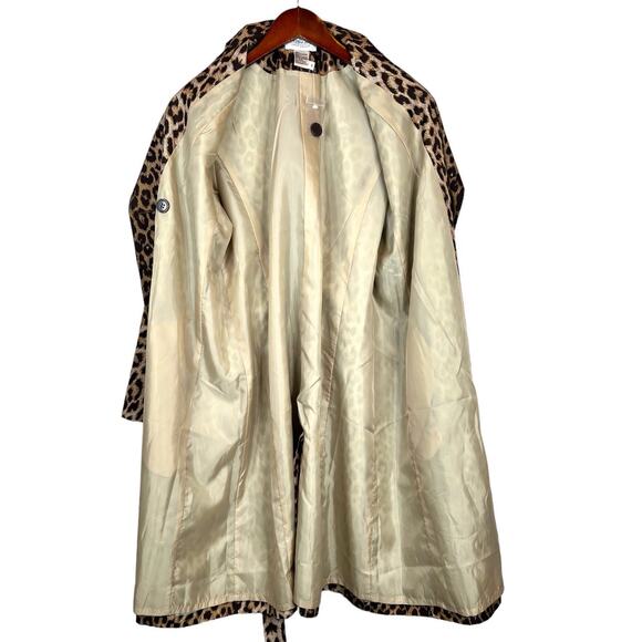 WESTPORT Short Trench Coat in Cat Print Browns and Cream Women's Size 6 - Picture 10 of 13
